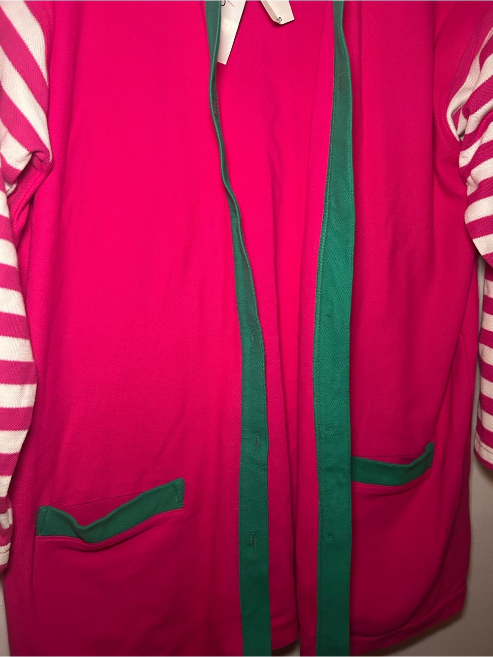 Vintage 90s Adrienne Vittadini NWT Hot Pink Colorblock Cardigan - Picture 2 of 7